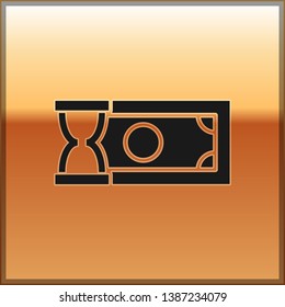 Black Fast payments icon isolated on gold background. Fast money transfer payment. Financial services, fast loan, time is money, cash back concept. Vector Illustration