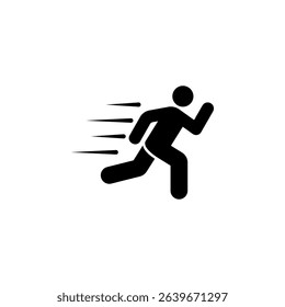 black fast running man icon, rush icon vector illustration