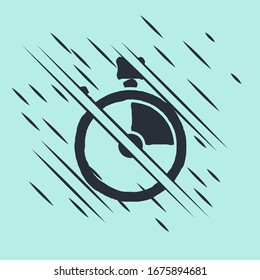 Black Fast time delivery icon isolated on green background. Timely service, stopwatch in motion, deadline concept, clock speed. Glitch style. Vector Illustration