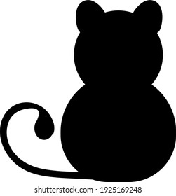 Black Fat Cat Silhouette, Vector Icon