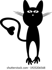 Black Fat Cat Silhouette, Vector Icon