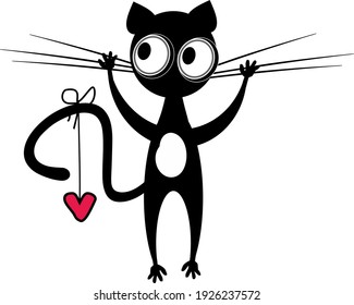  Black Fat Cat Silhouette, Vector Icon