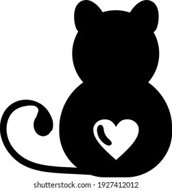  Black Fat Cat Silhouette, Vector Icon