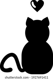  Black Fat Cat Silhouette, Vector Icon