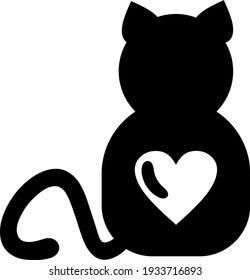 Black Fat Cat Silhouette, Vector Icon