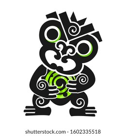 black fat tiki holding an energy orb in the stomach