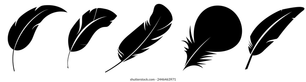 Black feather brush on a white background Wipe for feathers