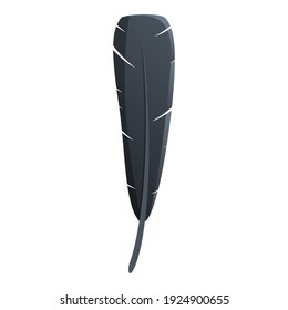 Black feather icon. Cartoon of black feather vector icon for web design isolated on white background