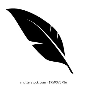 Pluma negra como icono aislado en fondo blanco. Vector