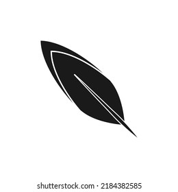 Black feather icon on white background.