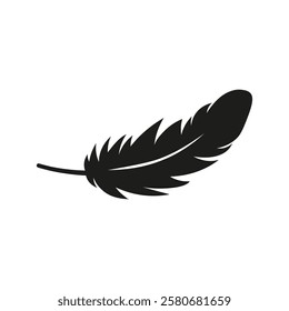 Black feather icon. Vector. Flat design.