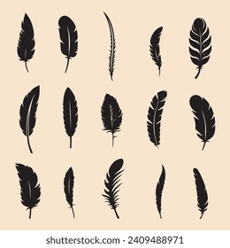 iconos de plumas negras vector de silueta negro Material de clip 