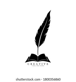 Black Feather Pen above an Open Book