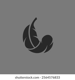 Black feather silhouette. Chicken feather vector