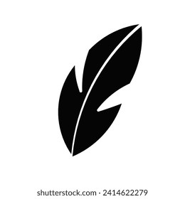 black feather silhouette icon isolated on white background