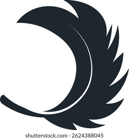 Black Feather Silhouette on White Background. Vector Illustration