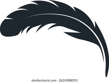 Black Feather Silhouette on White Background. Vector Illustration