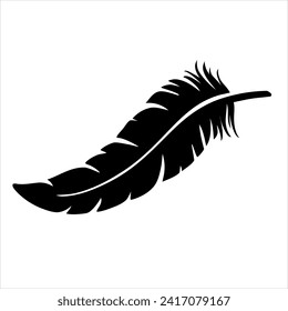 Silhouette de plumas negras. Se pica con una punta afilada. Icono del vector aislado en fondo blanco.