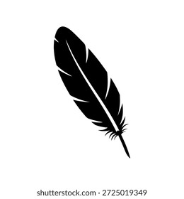 Design de ilustração plana de vetor de silhueta de pena preta.