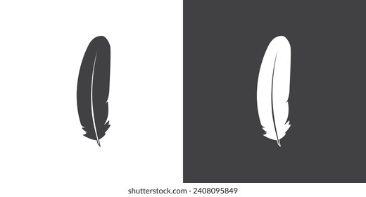 Black feathers icon, Vector feather illustration on black and white background