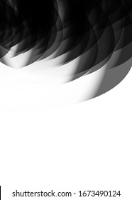 Plumas negras sobre fondo blanco. Plumas borrosas, ilustración abstracta.