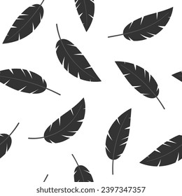 Black feathers vector seamless pattern