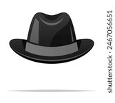 Black fedora hat vector isolated illustration