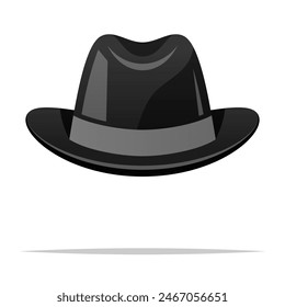 Black fedora hat vector isolated illustration