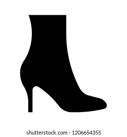 Black female boot with heels. A simple symbol for a poster, catalog or website.
