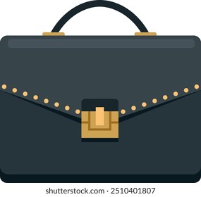 Black female briefcase cartoon icon. Fashion bag