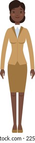 Vista frontal del personaje femenino negro. Caricatura
