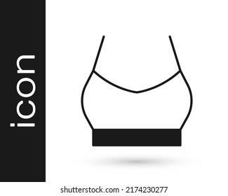 Black Female crop top icon isolated on white background. Undershirt.  Vector