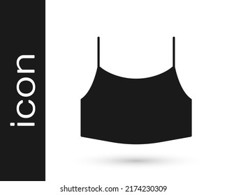 Black Female crop top icon isolated on white background. Undershirt.  Vector