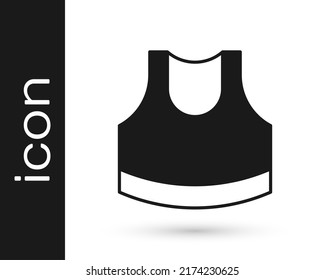 Black Female crop top icon isolated on white background. Undershirt.  Vector