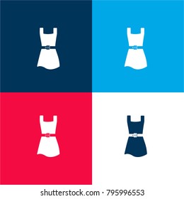 Black female dress four color material and minimal icon logo set in red and blue