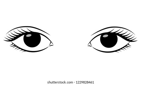 Black female eyes icon isolated