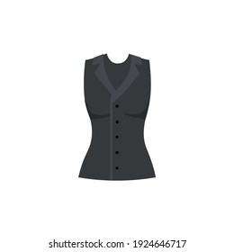 Black female office vest icon on white background flat vector illustrtaion