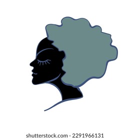 Black female profile with hairstyle. Vector logo, icon, icon
