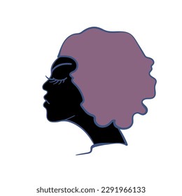 Black female profile with hairstyle. Vector logo, icon, icon
