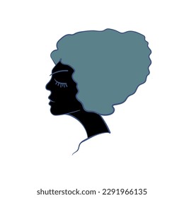 Black female profile with hairstyle. Vector logo, icon, icon