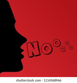 Black female profile silhouette speaking No red gradient background .