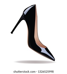 Black female shoe , vector