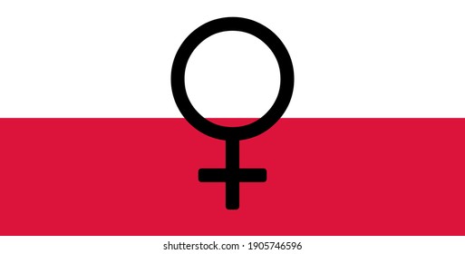 Black female sign on Poland flag 