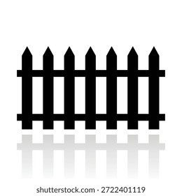 Schwarzer Zaun-Icon-Vektor. Einfaches hölzernes Zaun und Absperrsymbol. Der Zaun und sein Schattenstil. Zaun auf weißem Hintergrund. Vektorgrafik.