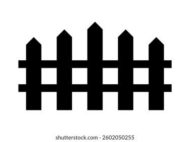 Black fence silhouette isolated on white background 
