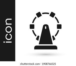 Black Ferris wheel icon isolated on white background. Amusement park. Childrens entertainment playground, recreation park.  Vector