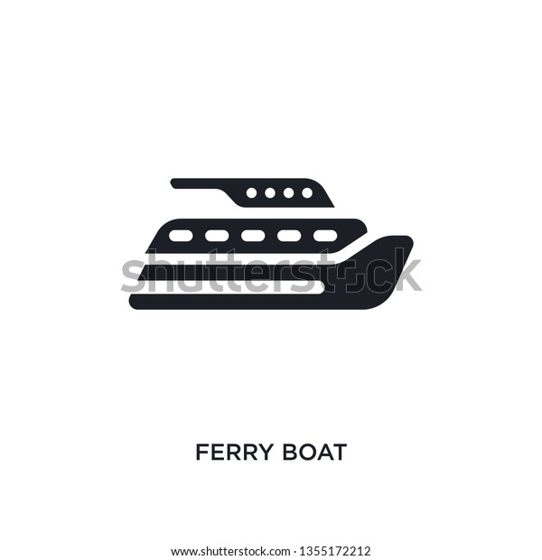 black ferry boat isolated vector icon. simple\
element illustration from transportation concept vector icons.\
ferry boat editable logo symbol design on white background. can be\
use for web and mobile