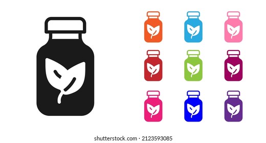 Black Fertilizer bottle icon isolated on white background. Set icons colorful. Vector