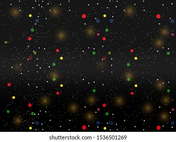 Black festive background. Bright design for Christmas, New year, birthday, anniversary and other holidays. Vector illustration.