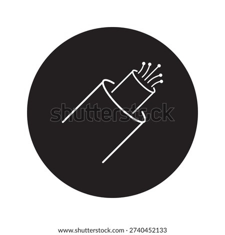 Black fiber optic icon for internet